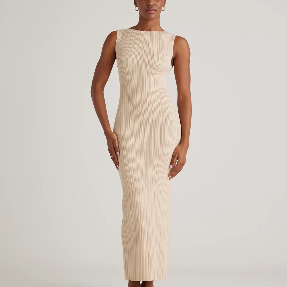NWT Quince Cotton Cashmere Ribbed Maxi Dress